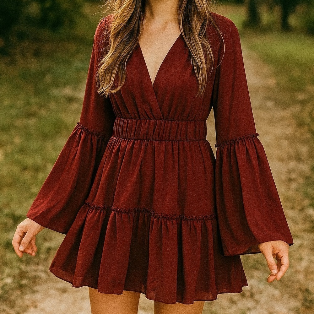 Miss Ord Burgundy BOHo Women's Dress